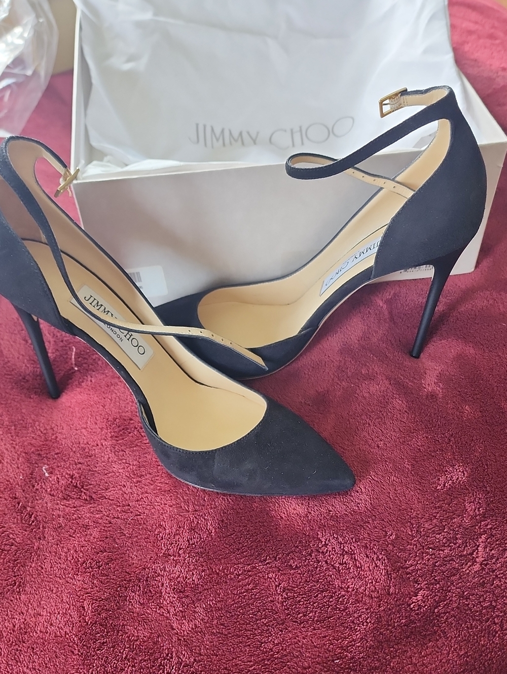 Jimmy Choo Suede The  Sexiest Strap Pumps.  Lucy 100. Size 37 (7)